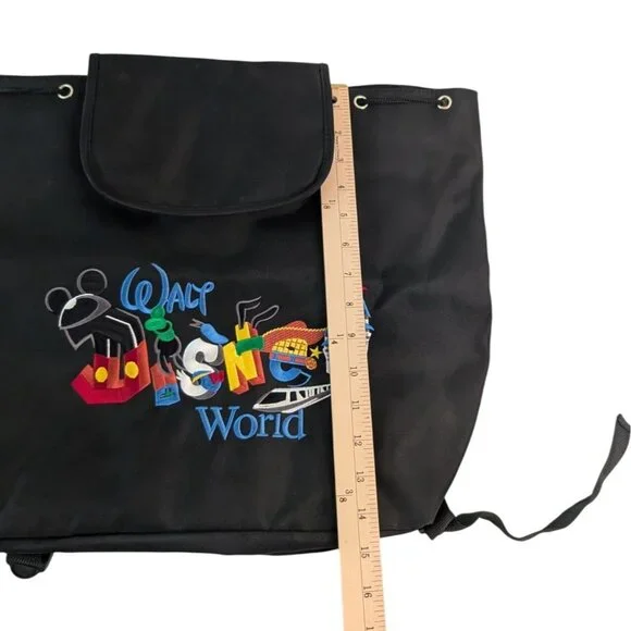 Walt Disney World Drawstring Backpack Black Embroidered Authentic Disney Parks - Picture 7 of 9